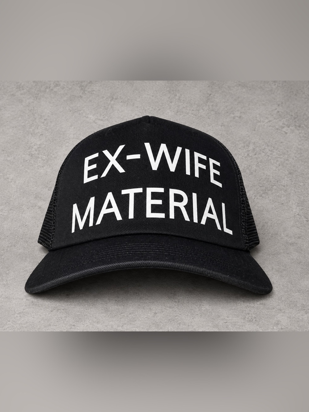 White Glitter Design Ex-Wife Material Trucker Hat SnapBack Stole